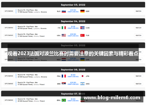 观看2023法国对波兰比赛时需要注意的关键因素与精彩看点